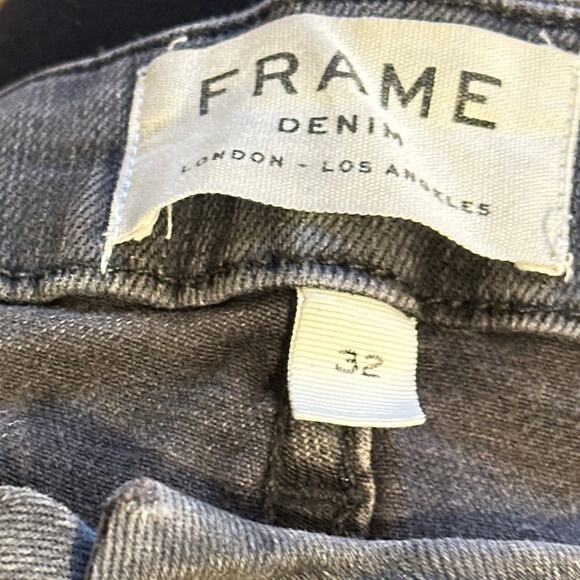 Frame Le Mini Boot Cut Preston Gray Raw Hem Denim Jeans Size 32 - Picture 4 of 4